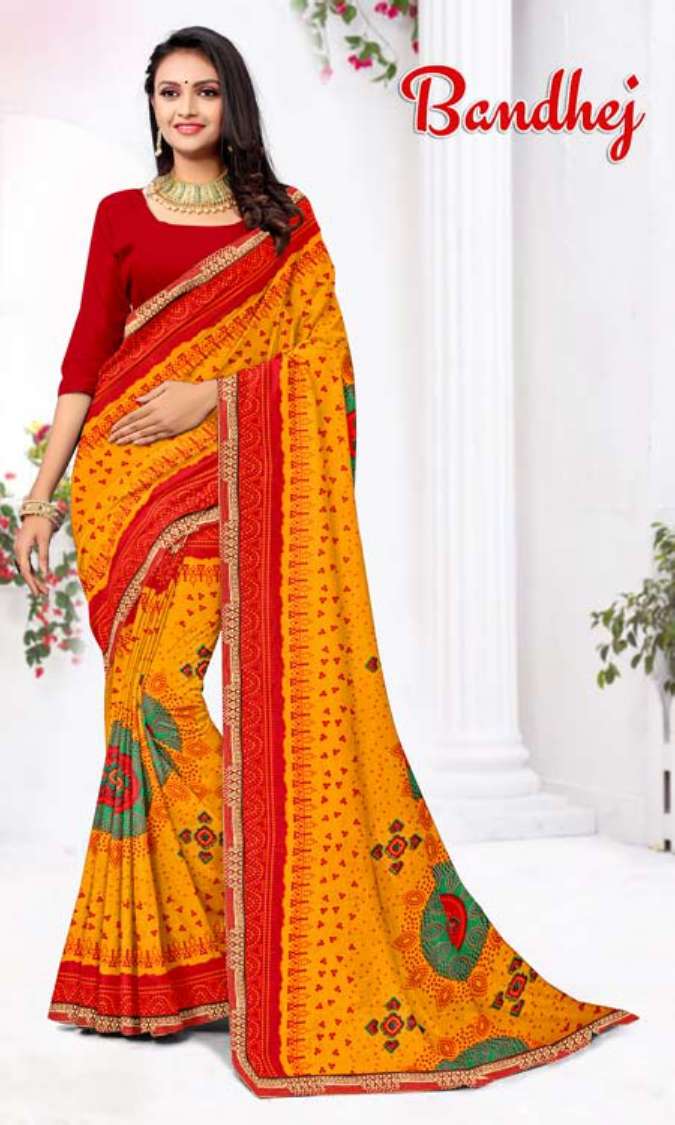 Surendra Bandhej Fancy Printed Saree on Wholesale