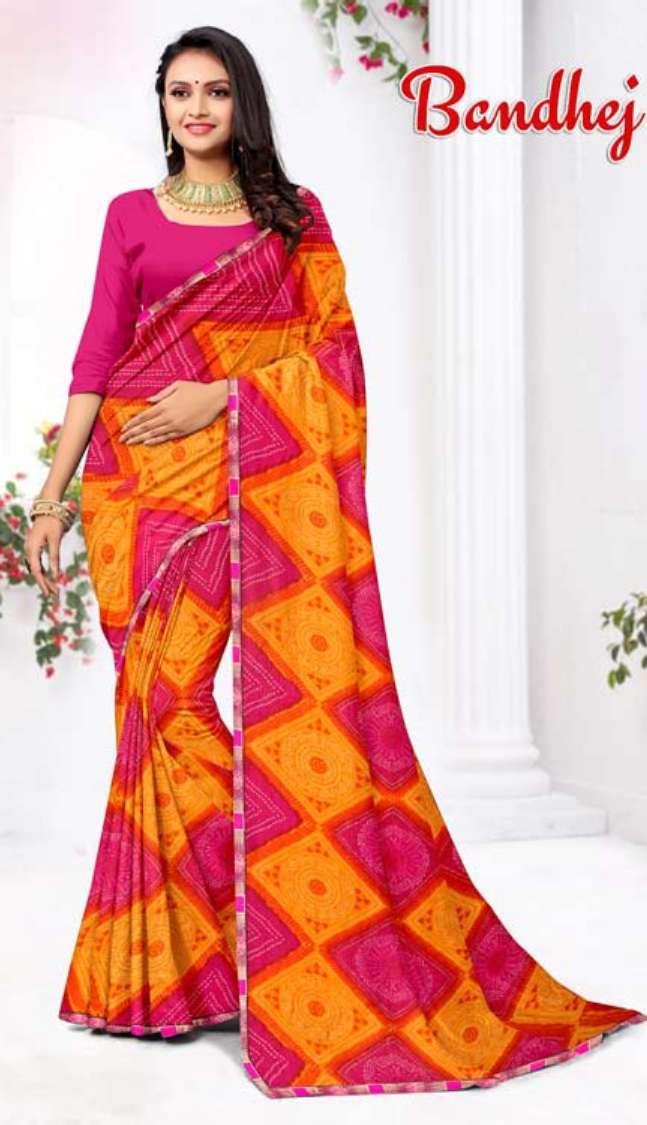 Surendra Bandhej Fancy Printed Saree on Wholesale