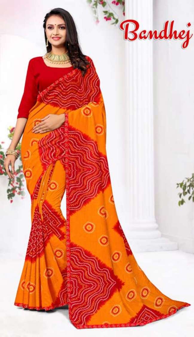 Surendra Bandhej Fancy Printed Saree on Wholesale
