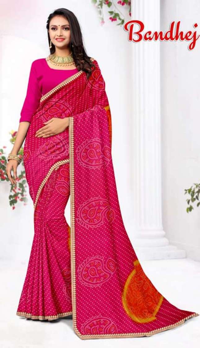 Surendra Bandhej Fancy Printed Saree on Wholesale