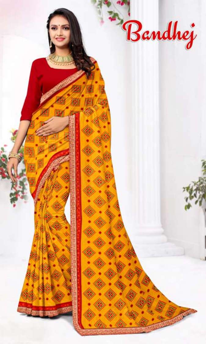 Surendra Bandhej Fancy Printed Saree on Wholesale