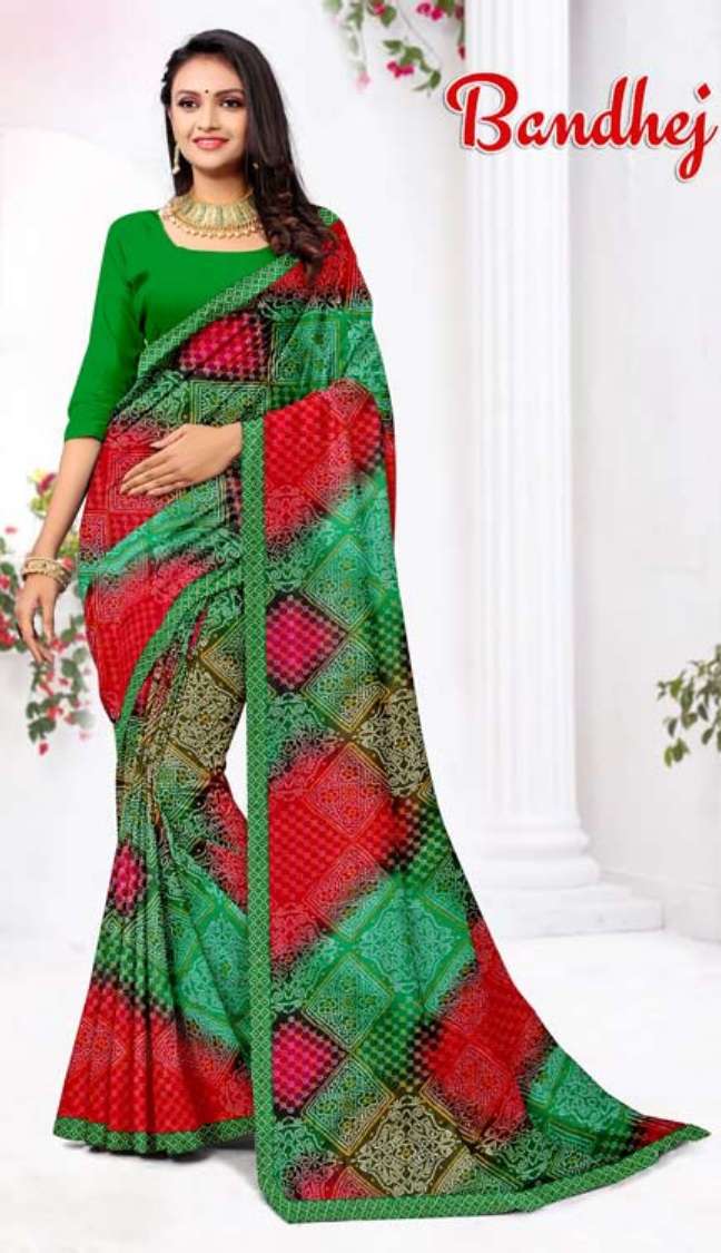 Surendra Bandhej Fancy Printed Saree on Wholesale