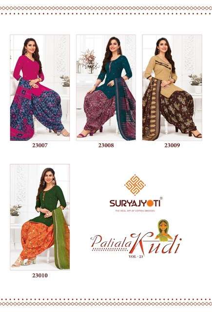 Suryajyoti Kudi Vol 23  Patiyala Pure Cotton Dress Material On Wholesale
