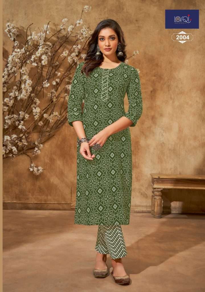 Rooh Parrot Green Leheriya Angrakha Cotton Kurti – Desisandook Enterprises  Private Limited