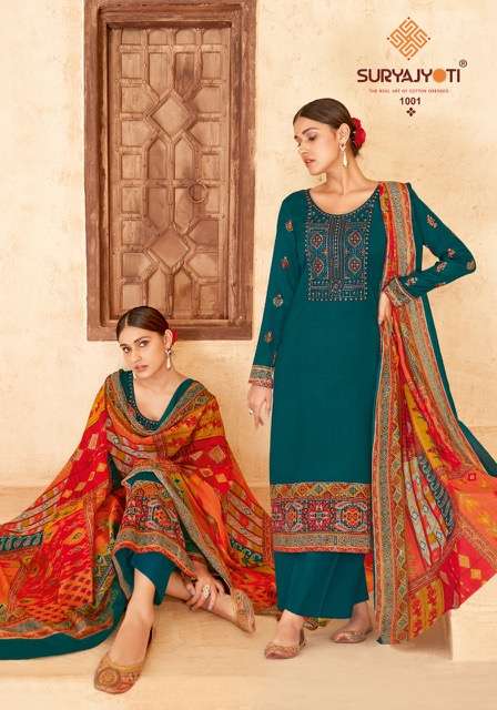 Suryajyoti Qurbat Vol 1 Pure Satin Cotton With Neck Embroidery On Wholesale