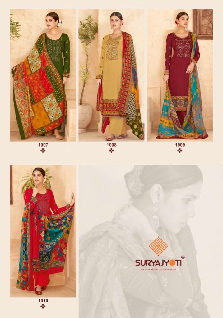 Suryajyoti Qurbat Vol 1 Pure Satin Cotton With Neck Embroidery On Wholesale
