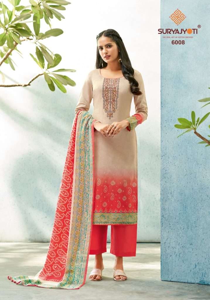 Suryajyoti Shaded Vol 6 Pure Cotton With Neck Embroidery On Wholesale