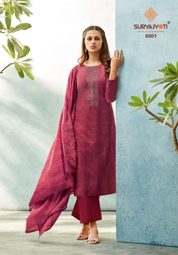 Suryajyoti Shaded Vol 6 Pure Cotton With Neck Embroidery On Wholesale