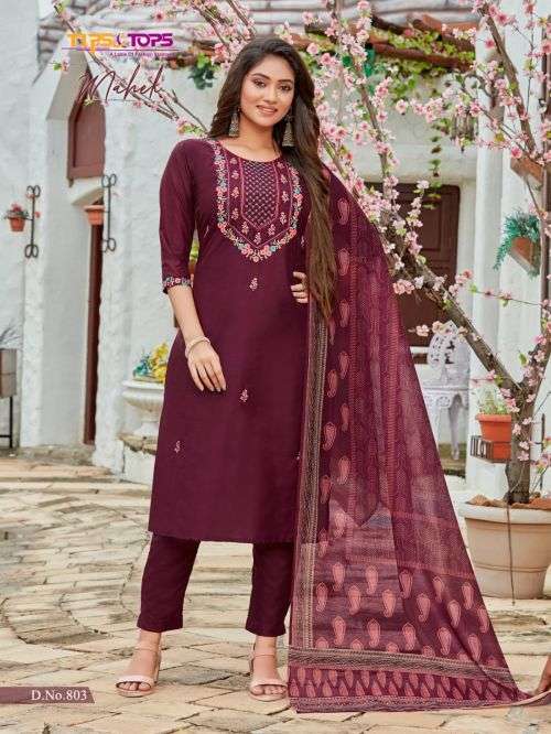 Tips And Tops Mahek Vol 8 Fancy Kurti With Bottom Dupatta On Wholesale