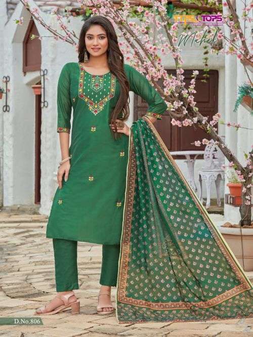 Tips And Tops Mahek Vol 8 Fancy Kurti With Bottom Dupatta On Wholesale