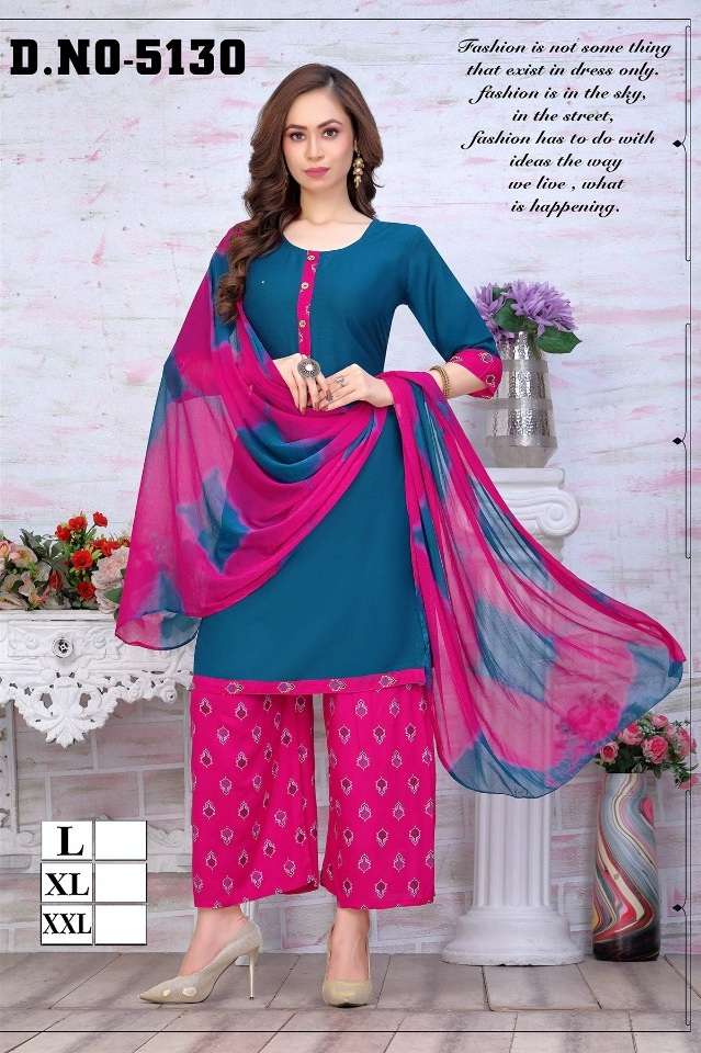Trendy Misty V.5 Rayon Print Plazo Kurti With Nazmeen Dupatta On Wholesale