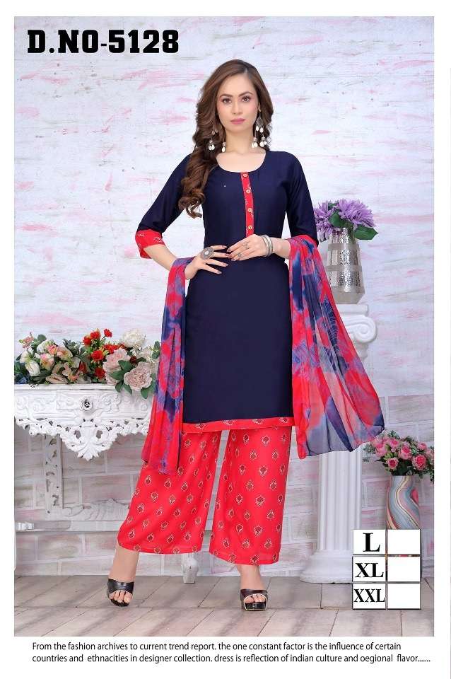 Trendy Misty V.5 Rayon Print Plazo Kurti With Nazmeen Dupatta On Wholesale
