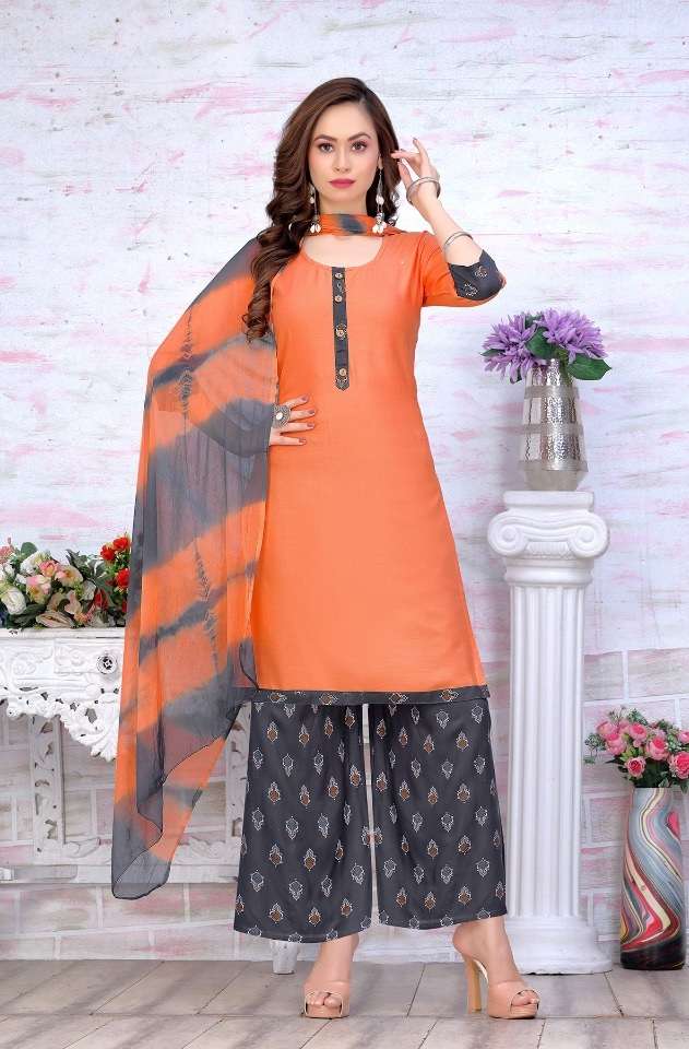 Trendy Misty V.5 Rayon Print Plazo Kurti With Nazmeen Dupatta On Wholesale