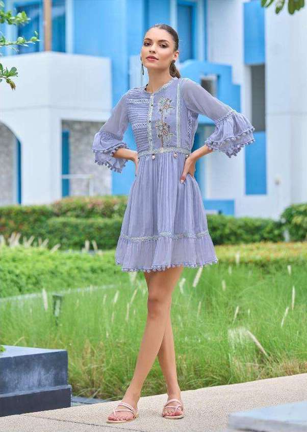 Vamika NX Tunic Vol-1 Elegant Designer Georgette Short Top On Wholesale