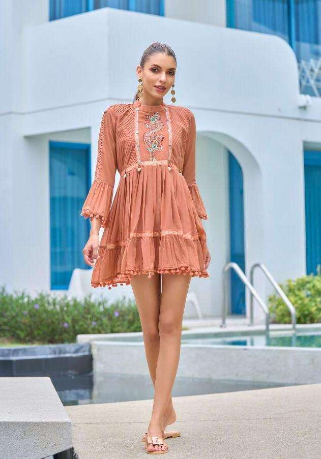Vamika NX Tunic Vol-1 Elegant Designer Georgette Short Top On Wholesale