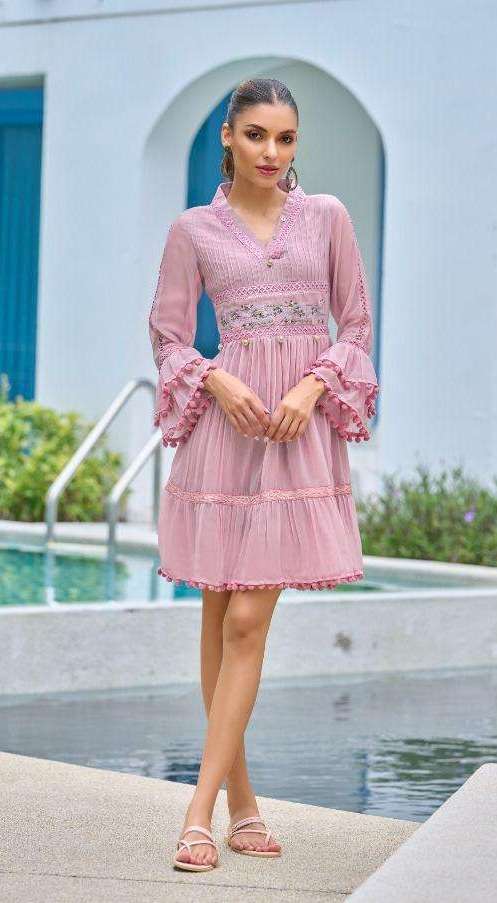 Vamika NX Tunic Vol-1 Elegant Designer Georgette Short Top On Wholesale