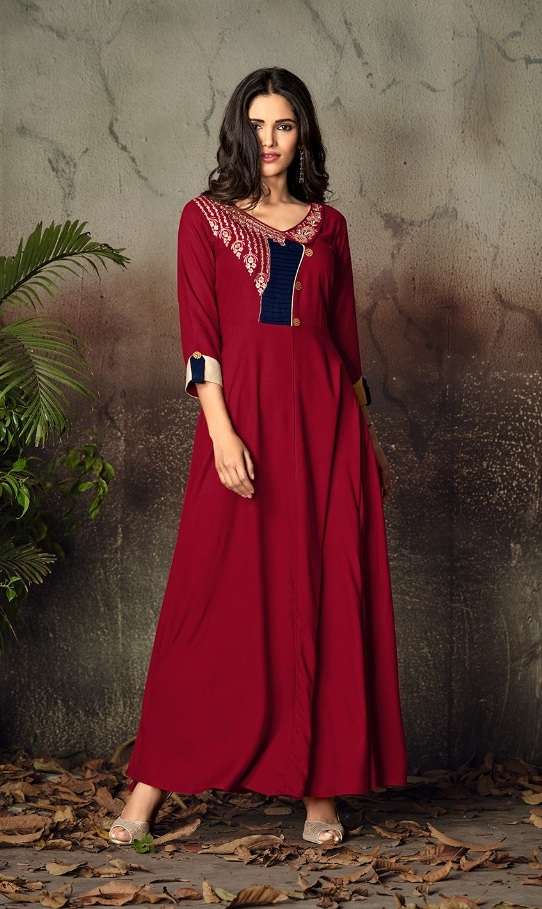 Vardan Gulnaz Vol - 2 Heavy Rayon Designer Long Kurti On Wholesale