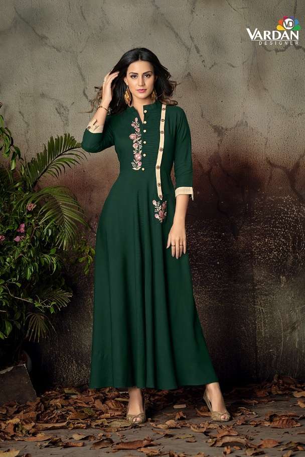 Vardan Gulnaz Vol - 2 Heavy Rayon Designer Long Kurti On Wholesale