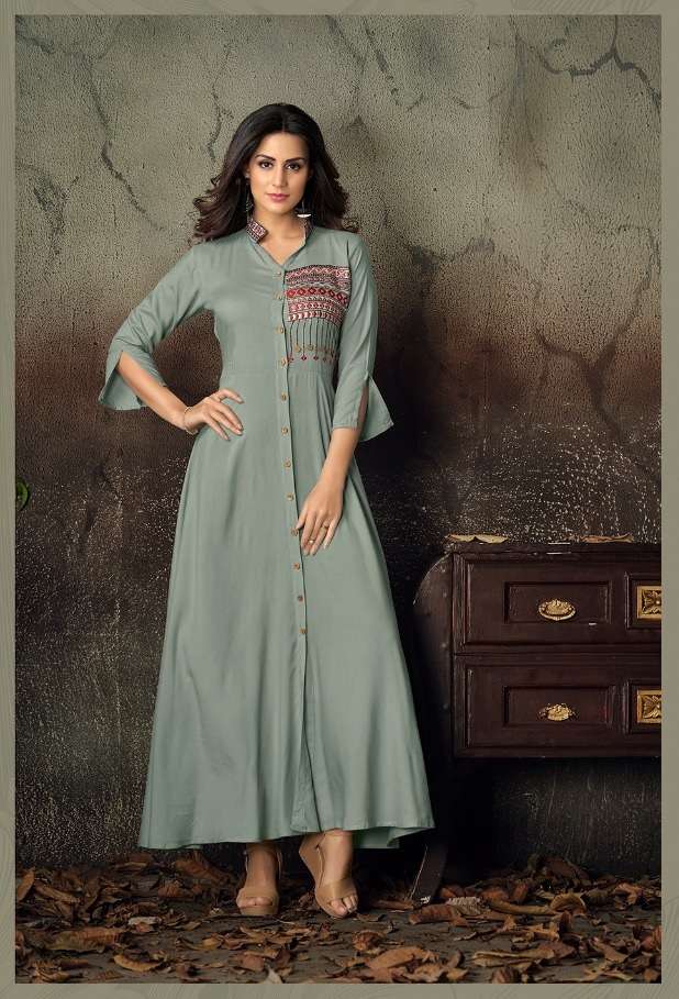 Vardan Gulnaz Vol - 2 Heavy Rayon Designer Long Kurti On Wholesale
