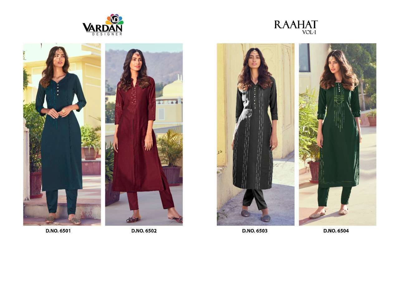 Vardan Rahat Vol 1 Wholesale Romani Silk Kurti On Fancy Embroidery With Romani Silk Pant 