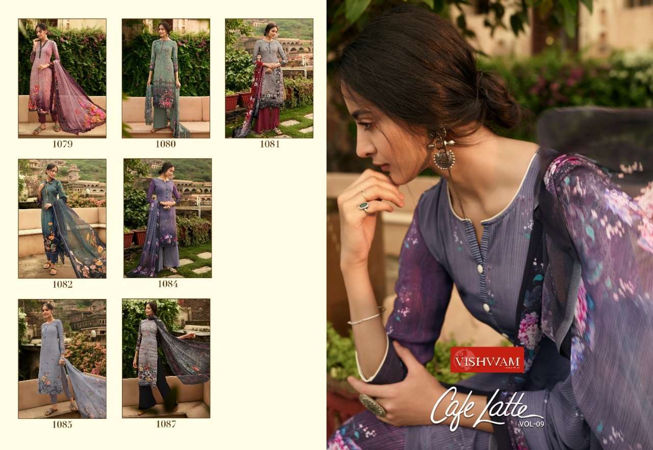Vishwam Fabrics Caffe Latte Vol-9  Partywear Designer Salwar Kameez Collection On Wholesale
