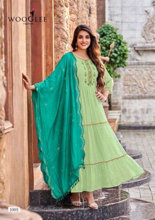 Wooglee Riyasat Fancy Wear Kurti With Dupatta On Wholesale