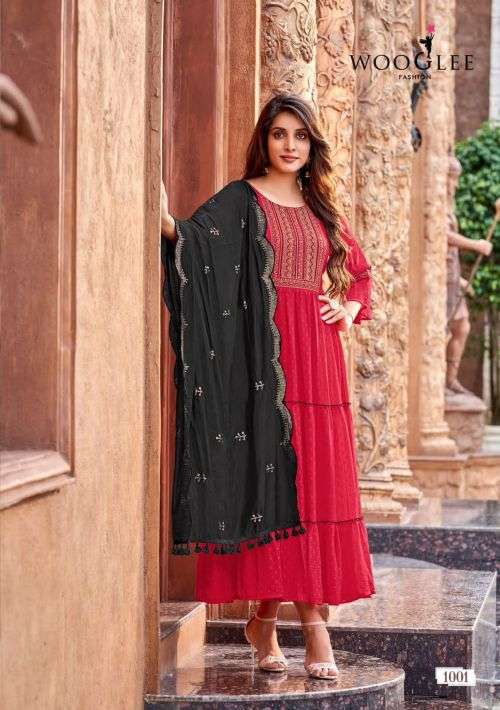 Wooglee Riyasat Fancy Wear Kurti With Dupatta On Wholesale