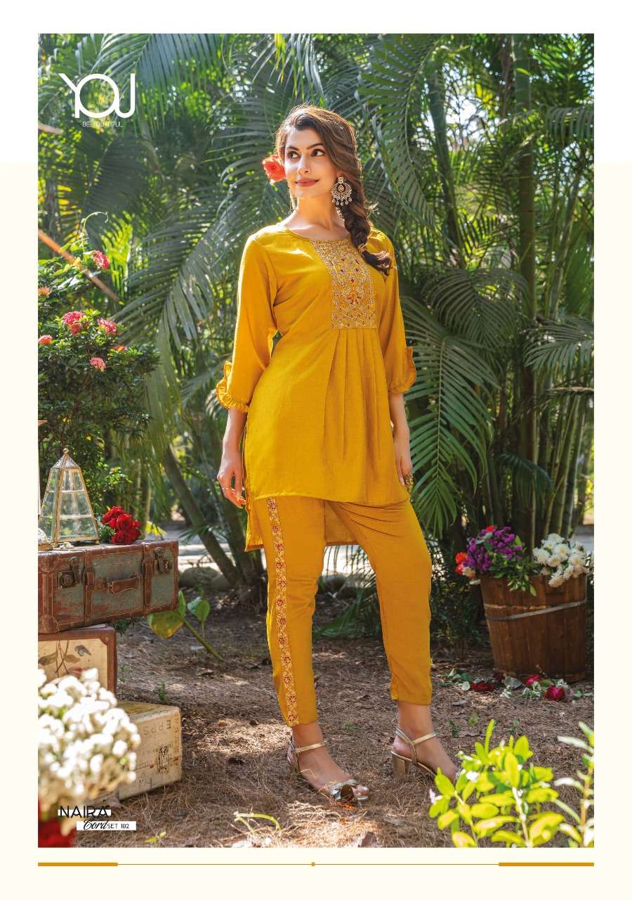 You Launch Super Fancy Naira Cord Set Kurti With Pant Catalog On Wholesale