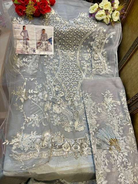 Zarqash Amalia Z-2052 Butterfly Net Heavy Embroidered With Moti Work On Wholesale