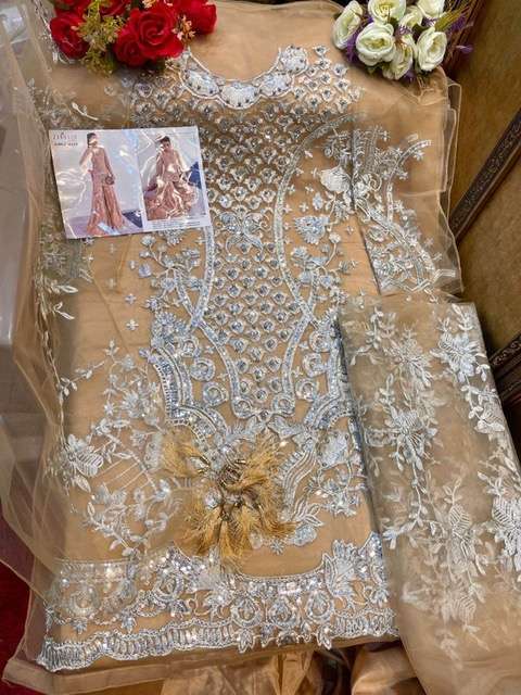 Zarqash Amalia Z-2052 Butterfly Net Heavy Embroidered With Moti Work On Wholesale