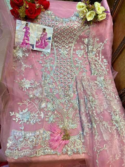 Zarqash Amalia Z-2052 Butterfly Net Heavy Embroidered With Moti Work On Wholesale
