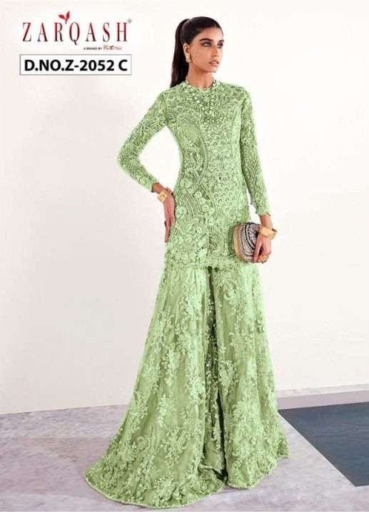 Zarqash Amalia Z-2052 Butterfly Net Heavy Embroidered With Moti Work On Wholesale