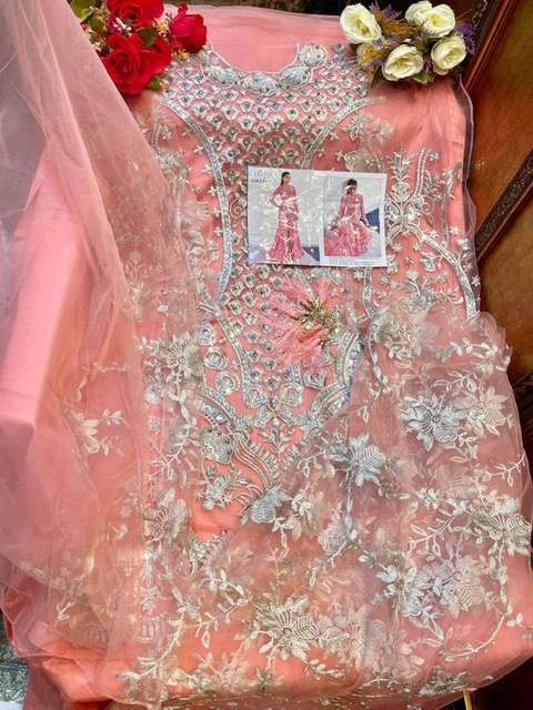 Zarqash Amalia Z-2052 Butterfly Net Heavy Embroidered With Moti Work On Wholesale