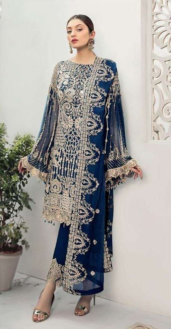 Zarqash Rangoon 2103 Fox Georgette Heavy Embroidery On Wholesale