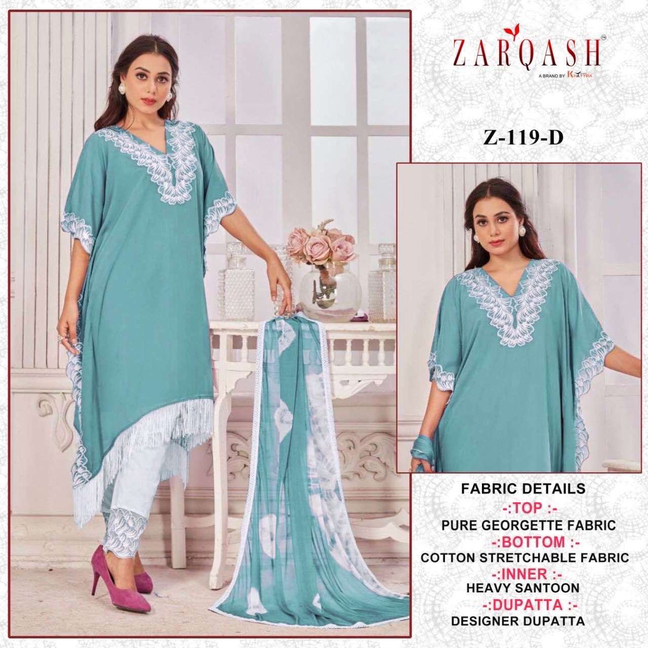 Zarqash Readymade kaftan Embroidered Shirt With Zalar Lace On Wholesale 