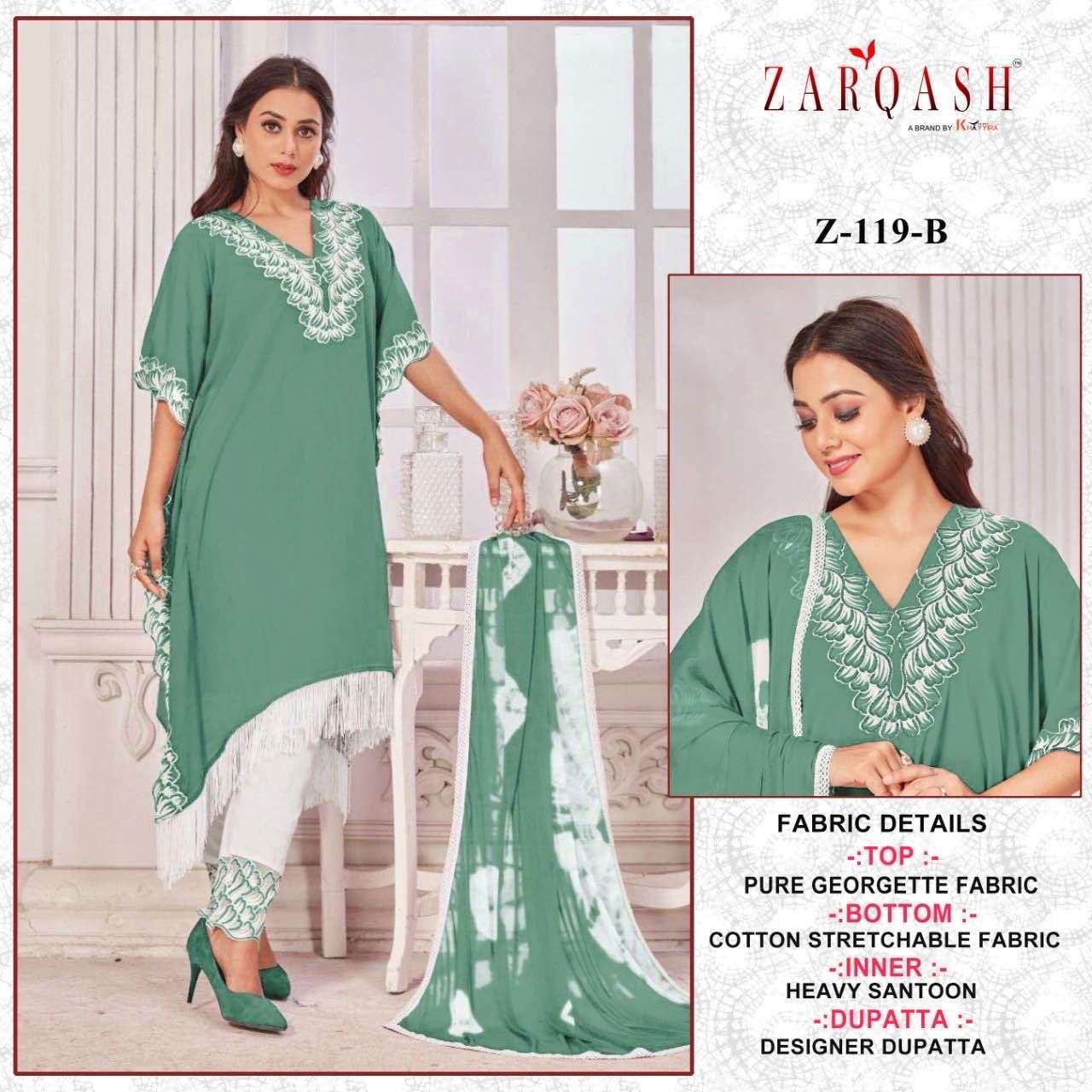 Zarqash Readymade kaftan Embroidered Shirt With Zalar Lace On Wholesale 