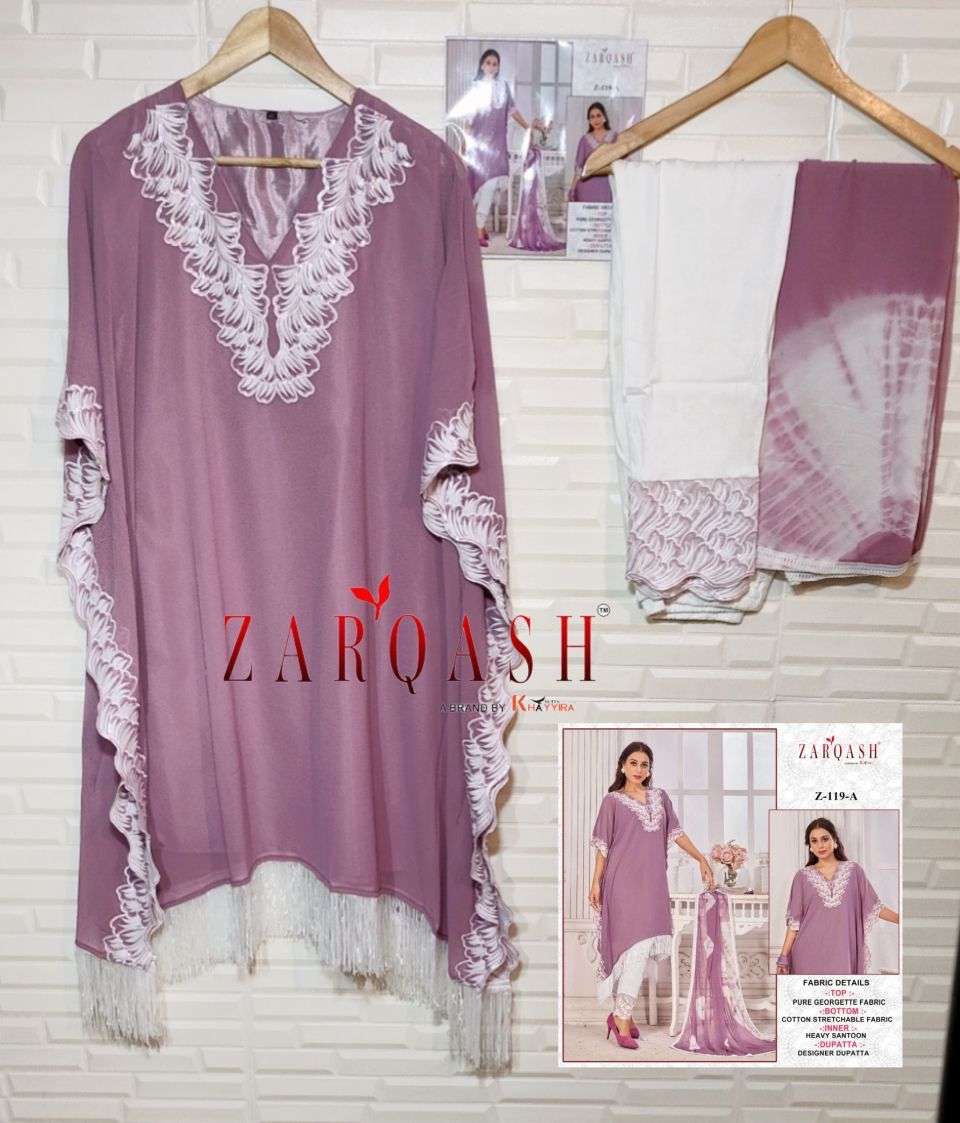 Zarqash Readymade kaftan Embroidered Shirt With Zalar Lace On Wholesale 