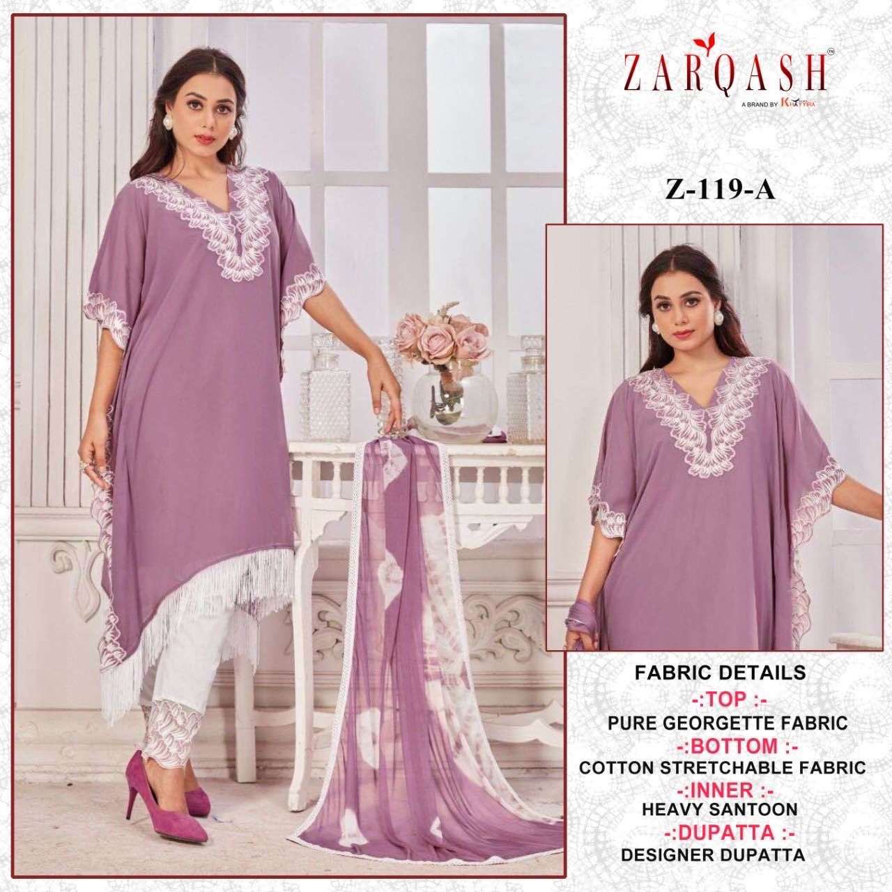Zarqash Readymade kaftan Embroidered Shirt With Zalar Lace On Wholesale 