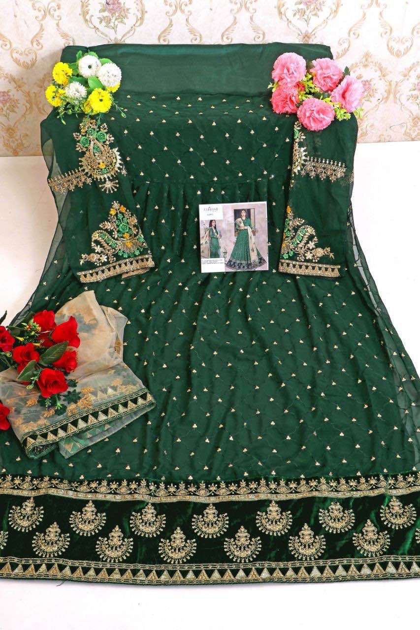 Zarqash Sateen Maria B Fox Georgette Heavy Embroidery Unstitch On Wholesale