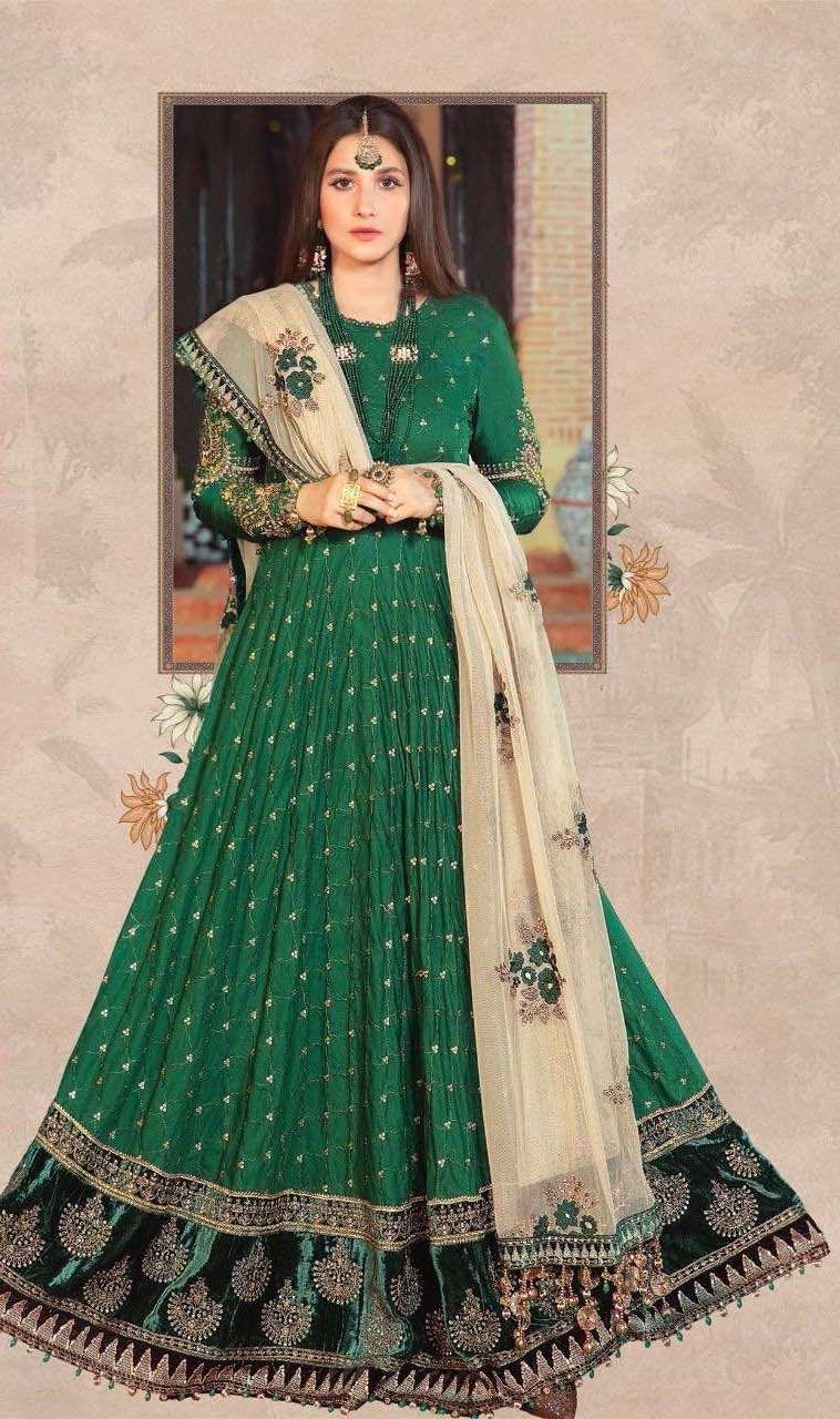 Zarqash Sateen Maria B Fox Georgette Heavy Embroidery Unstitch On Wholesale