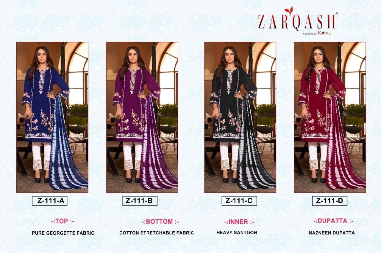 Zarqash Z 111 Ready Made  Fox Georgette With Embroidery Collection On Wholesale  