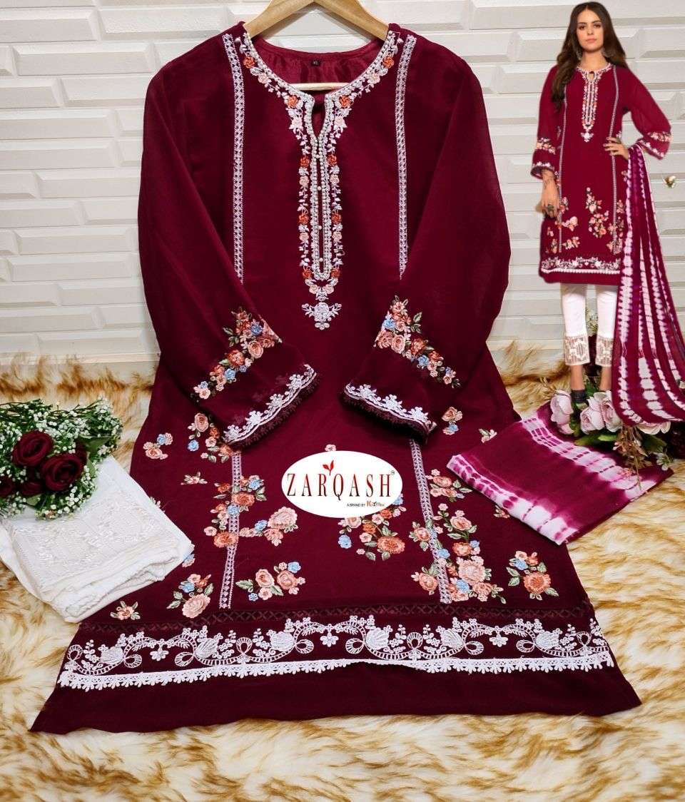 Zarqash Z 111 Ready Made  Fox Georgette With Embroidery Collection On Wholesale  