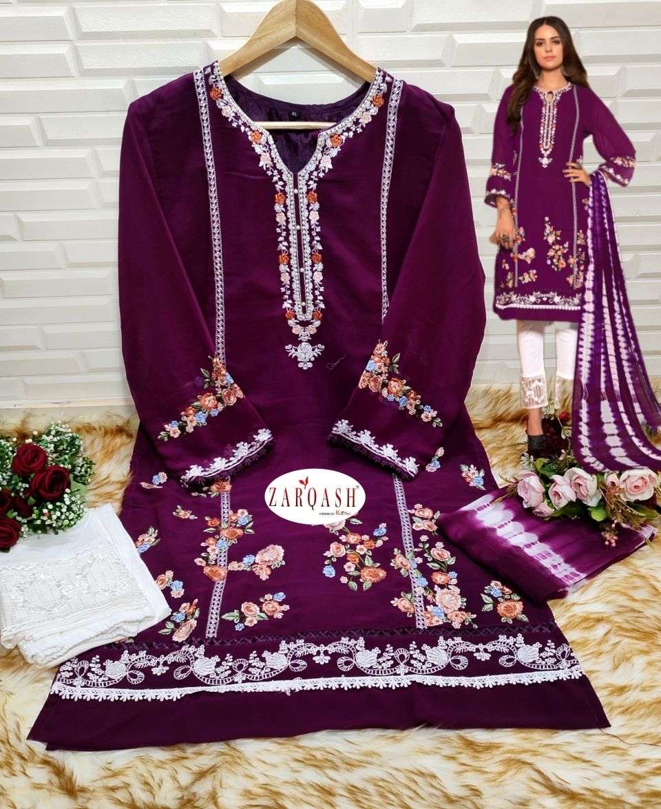 Zarqash Z 111 Ready Made  Fox Georgette With Embroidery Collection On Wholesale  