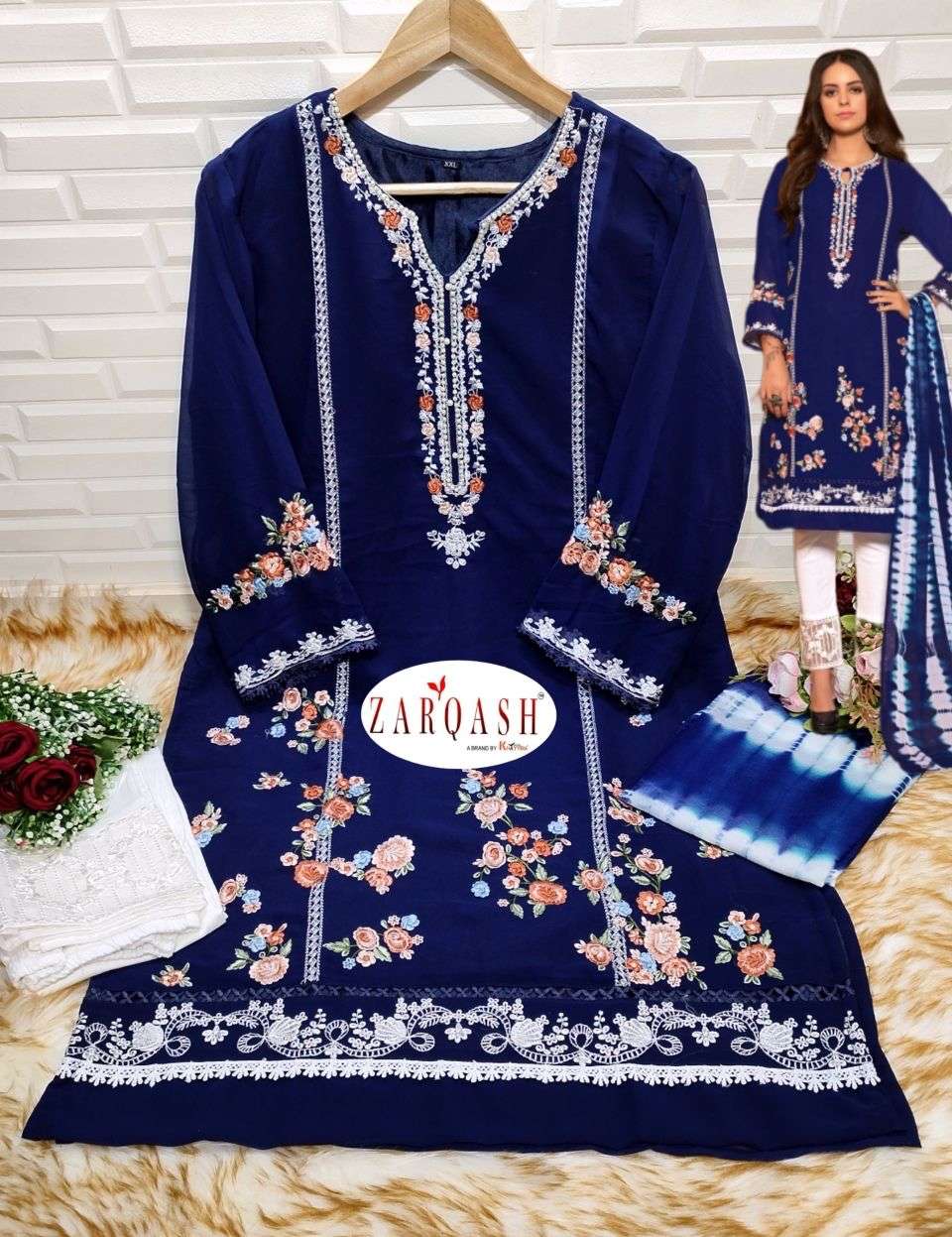 Zarqash Z 111 Ready Made  Fox Georgette With Embroidery Collection On Wholesale  