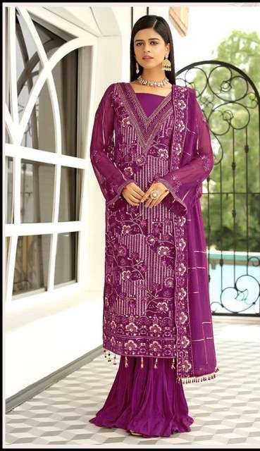 Zarqash Z-3002 Georgette With Heavy Embroidery Pakistani Suits On Wholesale