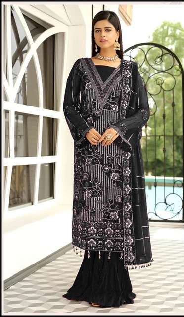 Zarqash Z-3002 Georgette With Heavy Embroidery Pakistani Suits On Wholesale