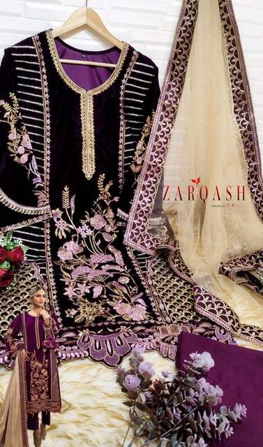 Zarqash Z-3004 Readymade Suit Velvet With Embroidery On Wholesale