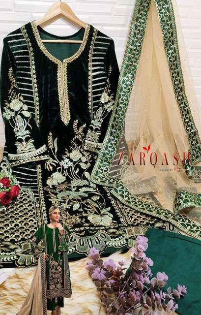 Zarqash Z-3004 Readymade Suit Velvet With Embroidery On Wholesale