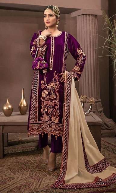 Zarqash Z-3004 Readymade Suit Velvet With Embroidery On Wholesale