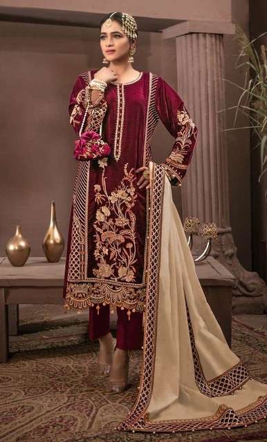 Zarqash Z-3004 Readymade Suit Velvet With Embroidery On Wholesale